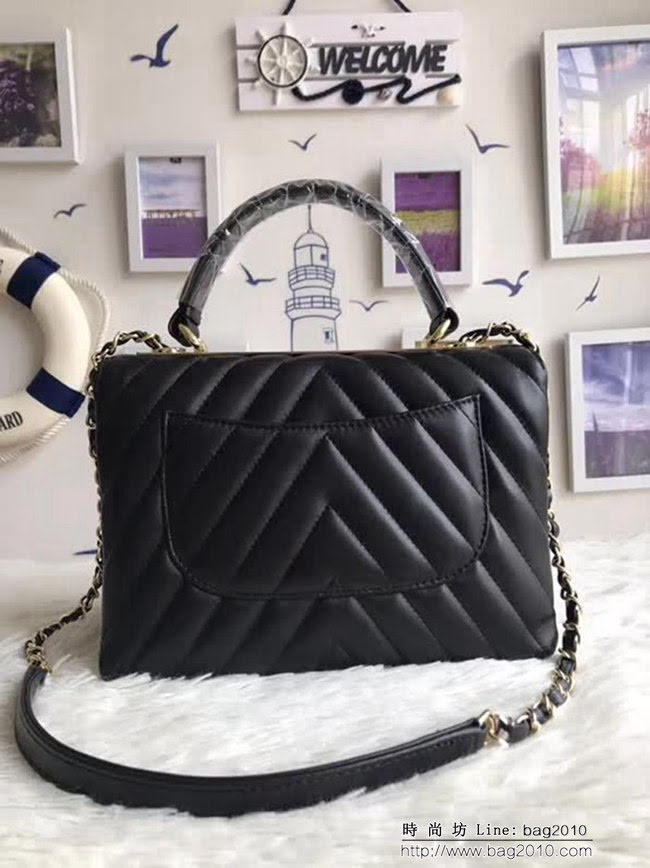 香奈兒CHANEL 92236 V格2018秋冬小羊皮手提肩背斜背鏈條包 DSC1077